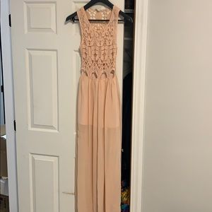Pink lace maxi dress